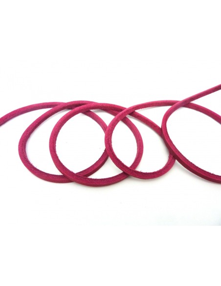 1m Cuir carré 3,3mm de couleur rose fuchsia - CUIR