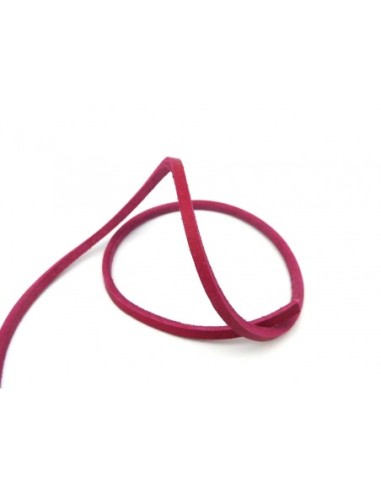 1m Cuir carré 3,3mm de couleur rose fuchsia - CUIR