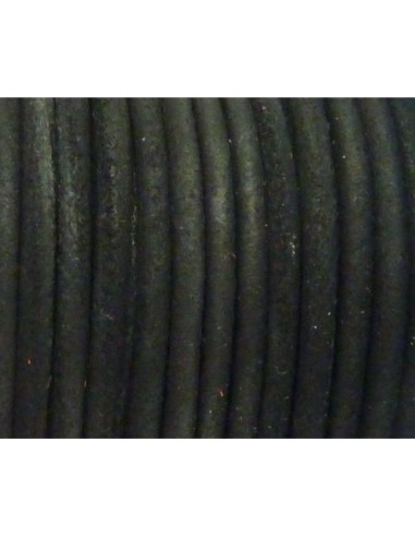 R-1m de Cordon cuir rond 3mm de couleur noir vieilli