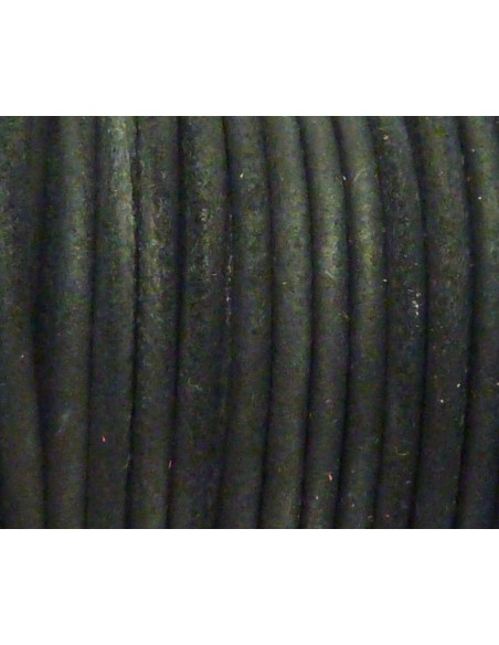 R-1m de Cordon cuir rond 3mm de couleur noir vieilli