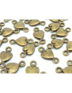 Perle coeur connecteur en métal de couleur bronze 2