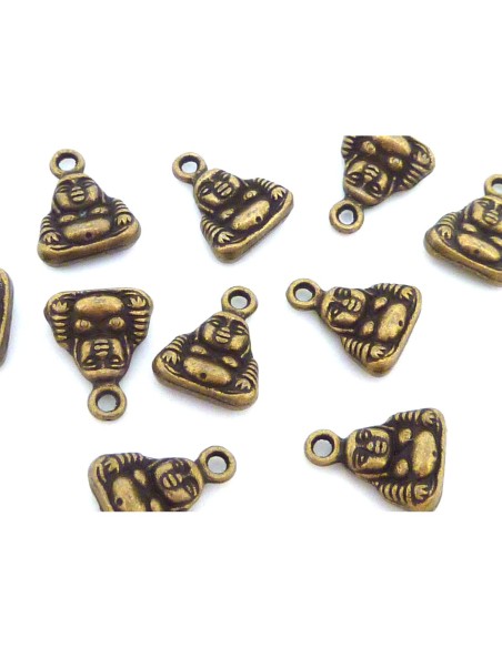 Breloque bouddha en métal de couleur bronze