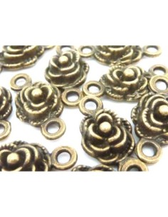 R-3 Perles connecteur rose 9,4mm en métal de couleur bronze 2