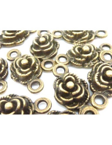 R-10 Perles connecteur rose 9,4mm en métal de...