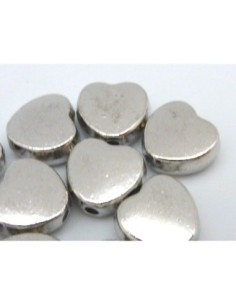 perle coeur en métal argenté 2