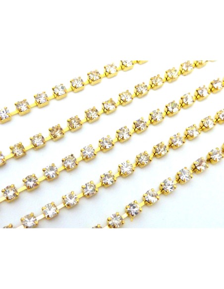 Chainette strass doré finé en métal
