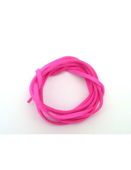 Cordon suédine aspect daim de couleur rose fluo 3mm