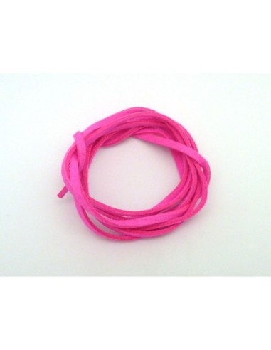 Lanière suédine couleur rose fluo 3mm