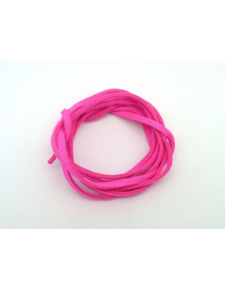 Lanière suédine couleur rose fluo 3mm