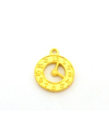 Pendentif horloge en métal doré