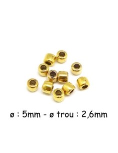Perle doré tube 5mm en métal