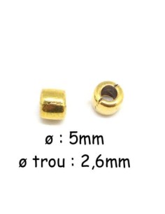 Perle doré tube 5mm en métal 2
