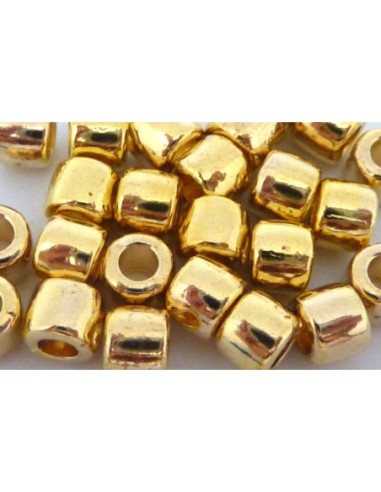 30 Perles tube arrondi lisse 5mm en métal doré , trou