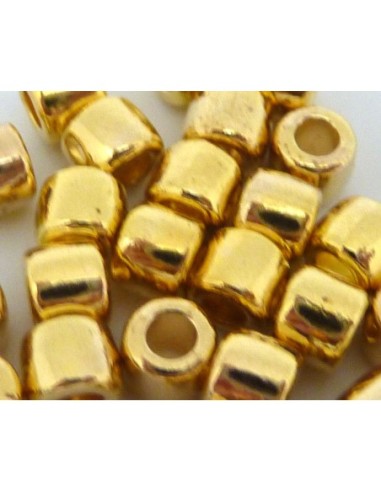 30 Perles tube arrondi lisse 5mm en métal doré , trou