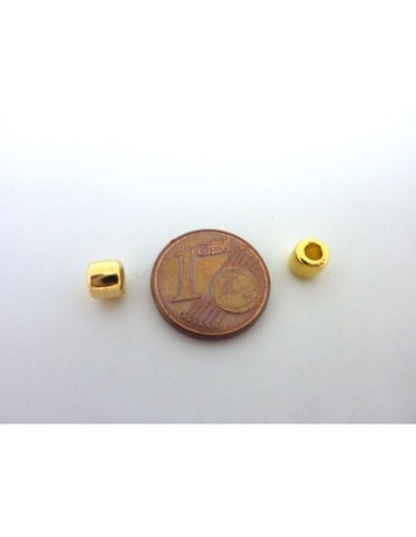30 Perles tube arrondi lisse 5mm en métal doré , trou