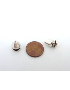 3 perles connecteur pointe, spike 12mm en métal argenté -... 2