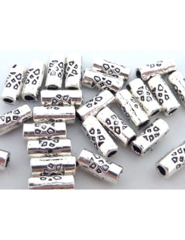 perle en metal argente tube 7mm