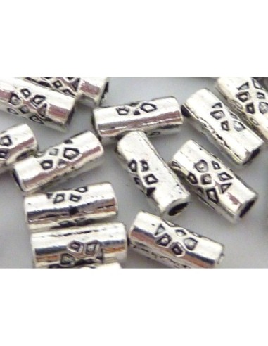 perle en metal argente tube 7mm