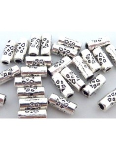 perle tube en metal argente fine 7mm