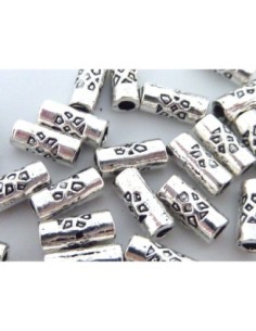 perle tube en metal argente fine 7mm 2