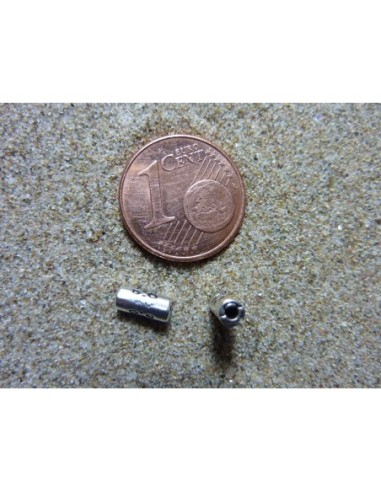 perle tube en metal argente fine 7mm