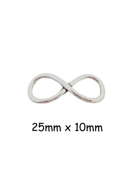 Perle infini argenté 25mm x 10mm