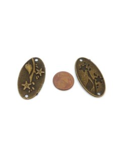 2 connecteurs plaque oiseau sur branche 37mm en métal bronze 2
