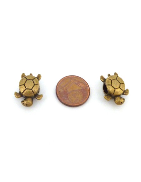 R-Intercalaire tortue 16,2mm gros trou en métal bronze