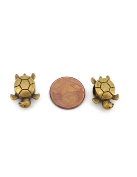 10 Intercalaire tortue 16,2mm gros trou en métal bronze