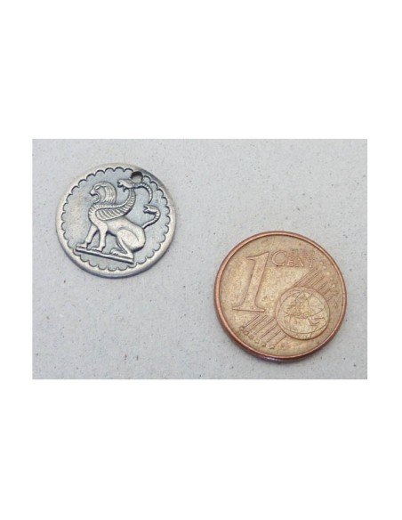 Médaillon Chimère en métal argenté 15mm