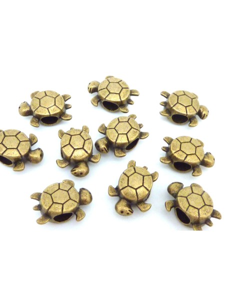 10 Intercalaire tortue 16,2mm gros trou en métal bronze