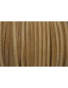 R-1m de Cordon cuir rond 3mm de couleur marron naturel