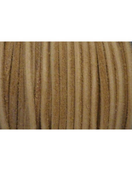 R-1m de Cordon cuir rond 3mm de couleur marron naturel