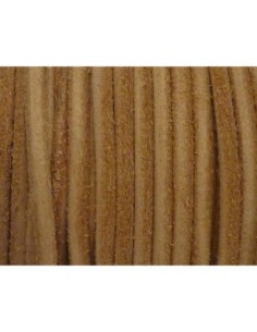 R-1m de Cordon cuir rond 3mm de couleur marron naturel 2
