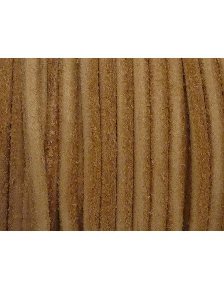 R-1m de Cordon cuir rond 3mm de couleur marron naturel