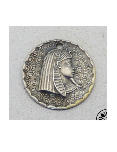 Breloque tête de Pharaon en métal argenté