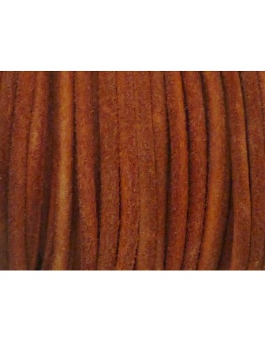 R-1m de Cordon cuir rond 3mm de couleur rouille mat