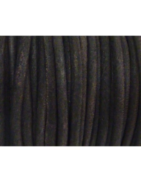 R-1m de Cordon cuir rond 3mm de couleur marron brun