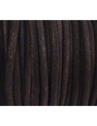 R-1m de Cordon cuir rond 3mm de couleur marron...