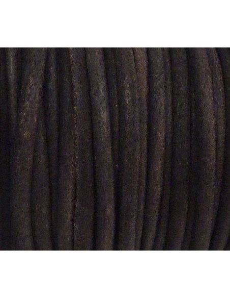 R-1m de Cordon cuir rond 3mm de couleur marron brun