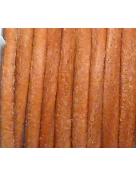 cordon cuir 3mm orange mat