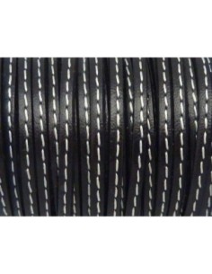 R-1m de Cordon cuir plat 3mm avec couture noir