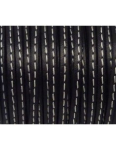 R-1m de Cordon cuir plat 3mm avec couture noir 2