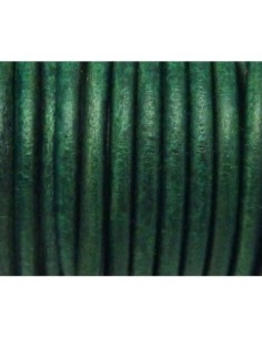 1m de Cordon cuir rond 4,6mm de couleur vert bouteille