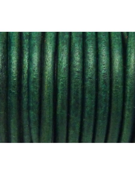 1m de Cordon cuir rond 4,6mm de couleur vert bouteille