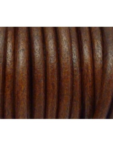 20cm de Cordon cuir rond 4,6mm de couleur marron