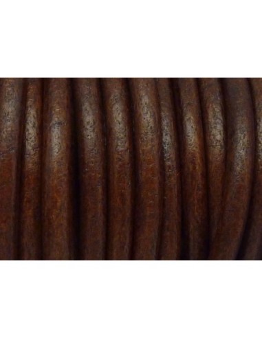 20cm de Cordon cuir rond 4,6mm de couleur marron