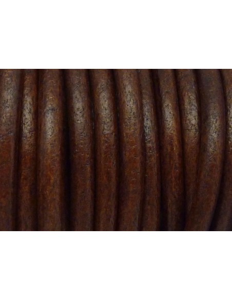 20cm de Cordon cuir rond 4,6mm de couleur marron