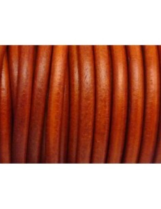 cordon cuir rond 4,6mm de couleur orange