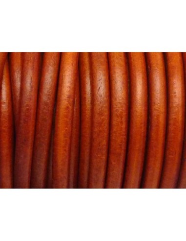 cordon cuir rond 4,6mm de couleur orange